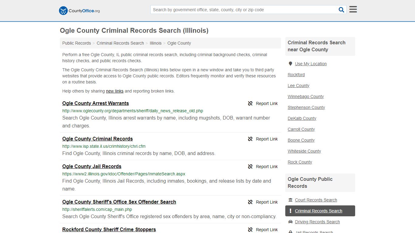 Ogle County Criminal Records Search (Illinois) - County Office